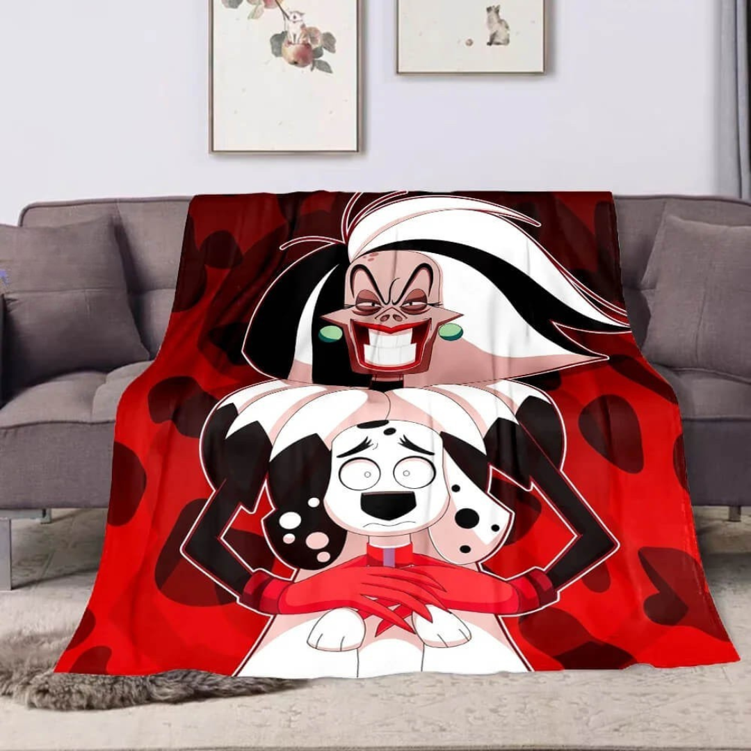 Comfortable fleece throw blanket with 101 Dalmatians design