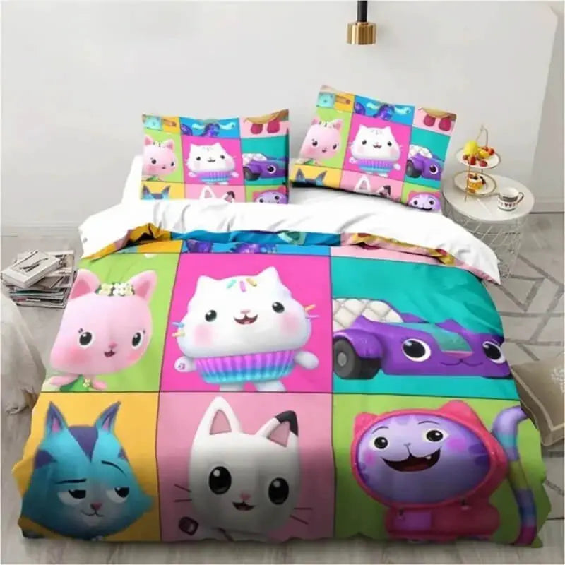 3D Gabbys Dollhouse DJ Catnip & Cakey Bedding Cover Set Zirconic