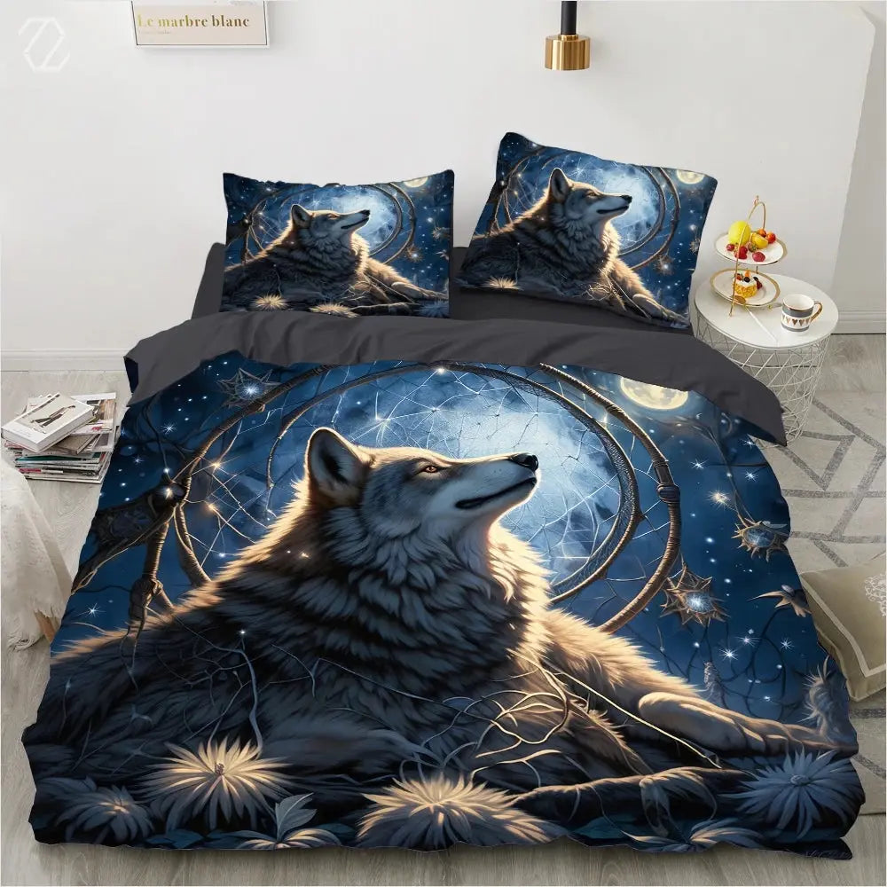 3D Wolf Dreamcatcher Duvet Cover - Print On Demand My Store