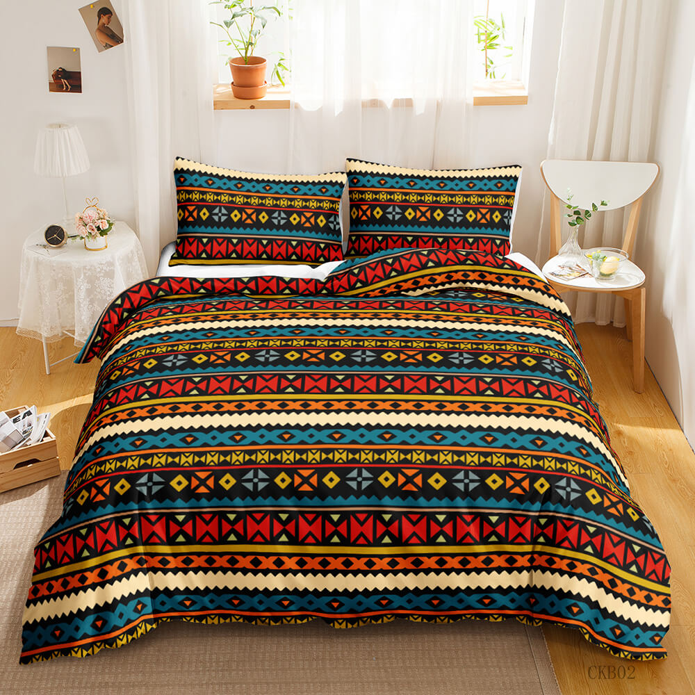 3D Bohemian Quilt Cover Set with modern boho bedding style