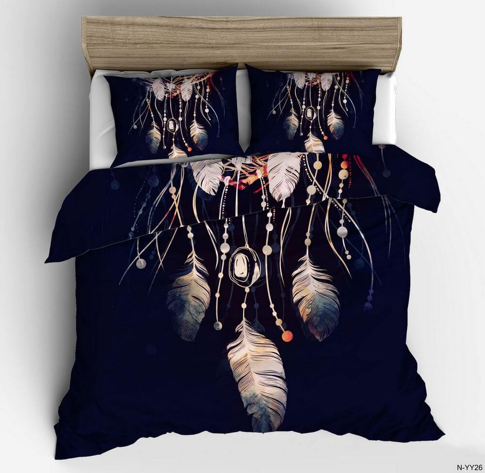 Boho feather duvet cover set