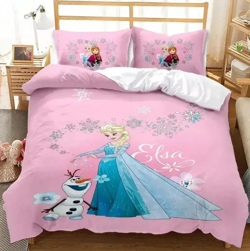 3D Frozen Elsa Pink Quilt Cover