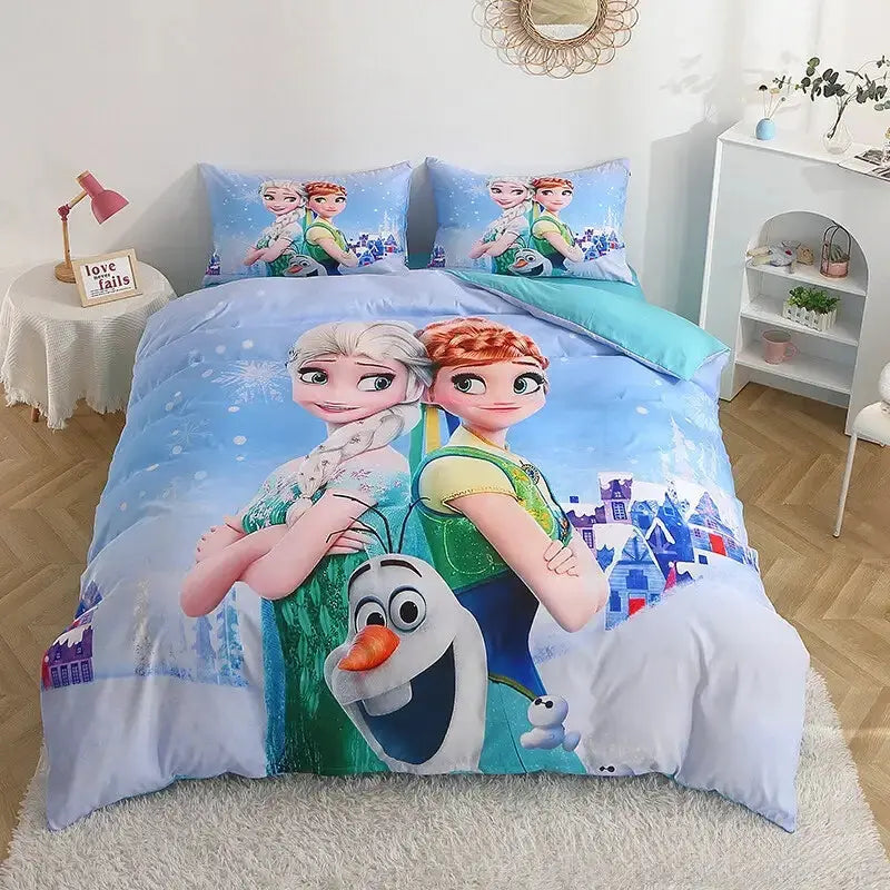 3D Frozen Elsa & Anna, Olaf Kids Bedding Cover