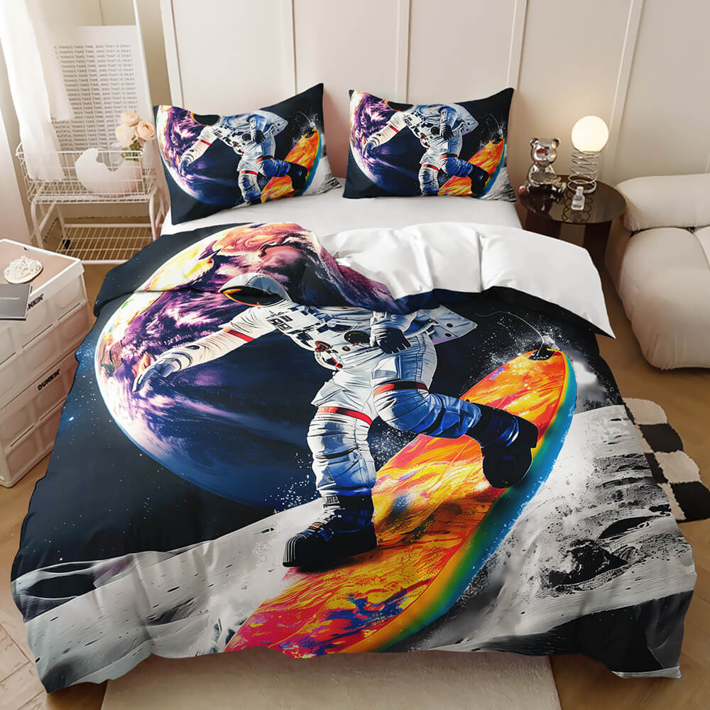 Colorful planet galaxy duvet cover for kids