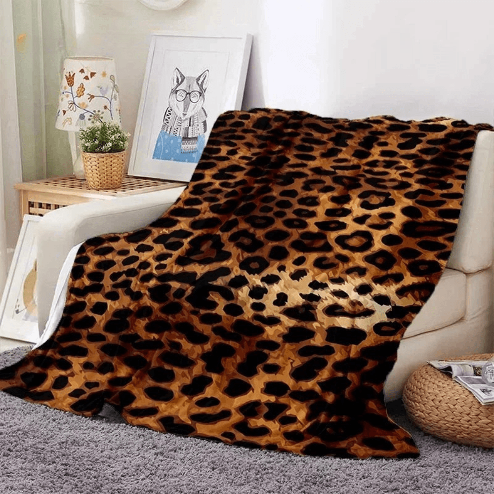leopard animal print blanket for travel and outdoor