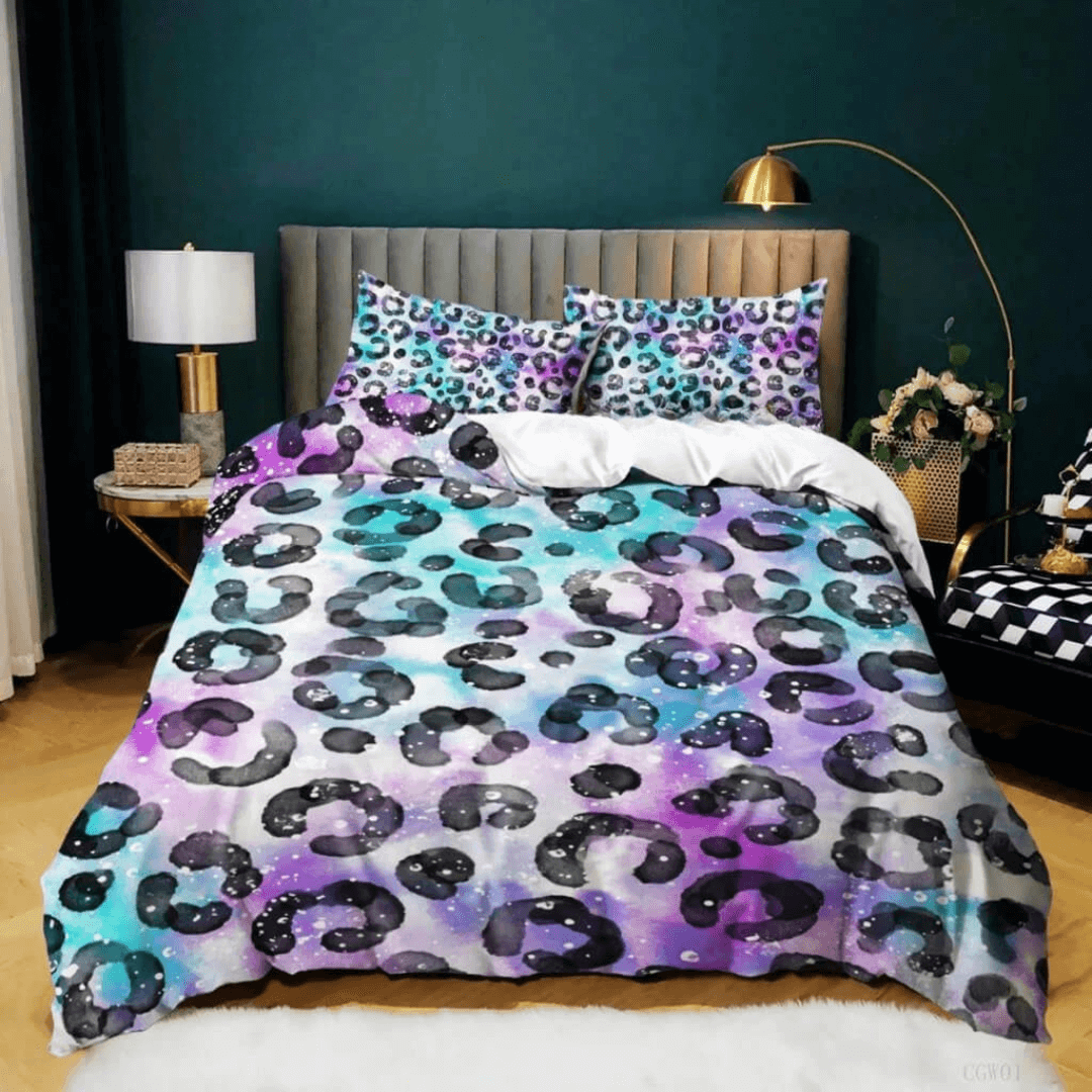 Leopard print 3D duvet cover for teens bedroom