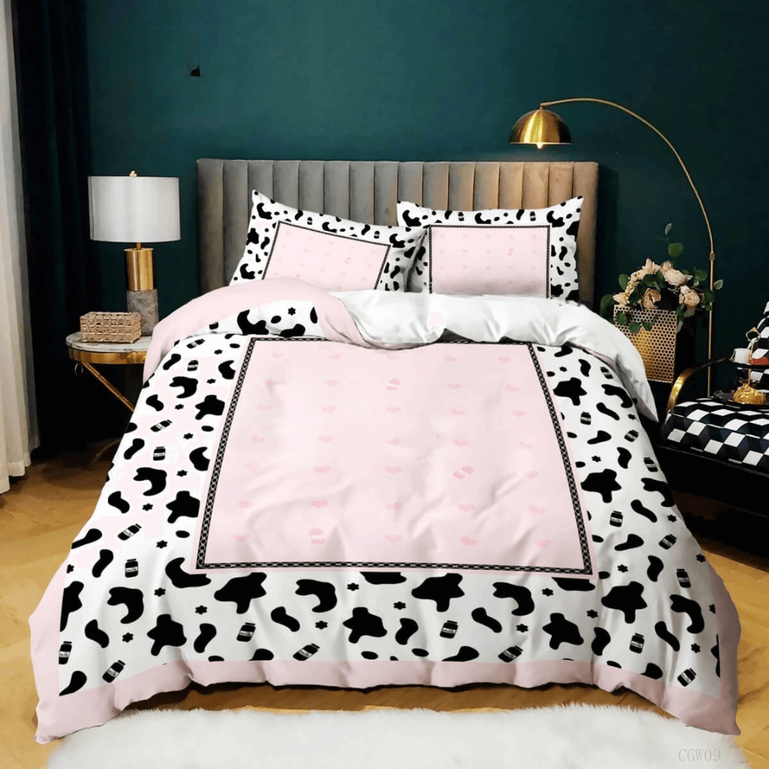Pink cheetah print duvet cover 3D bedding set