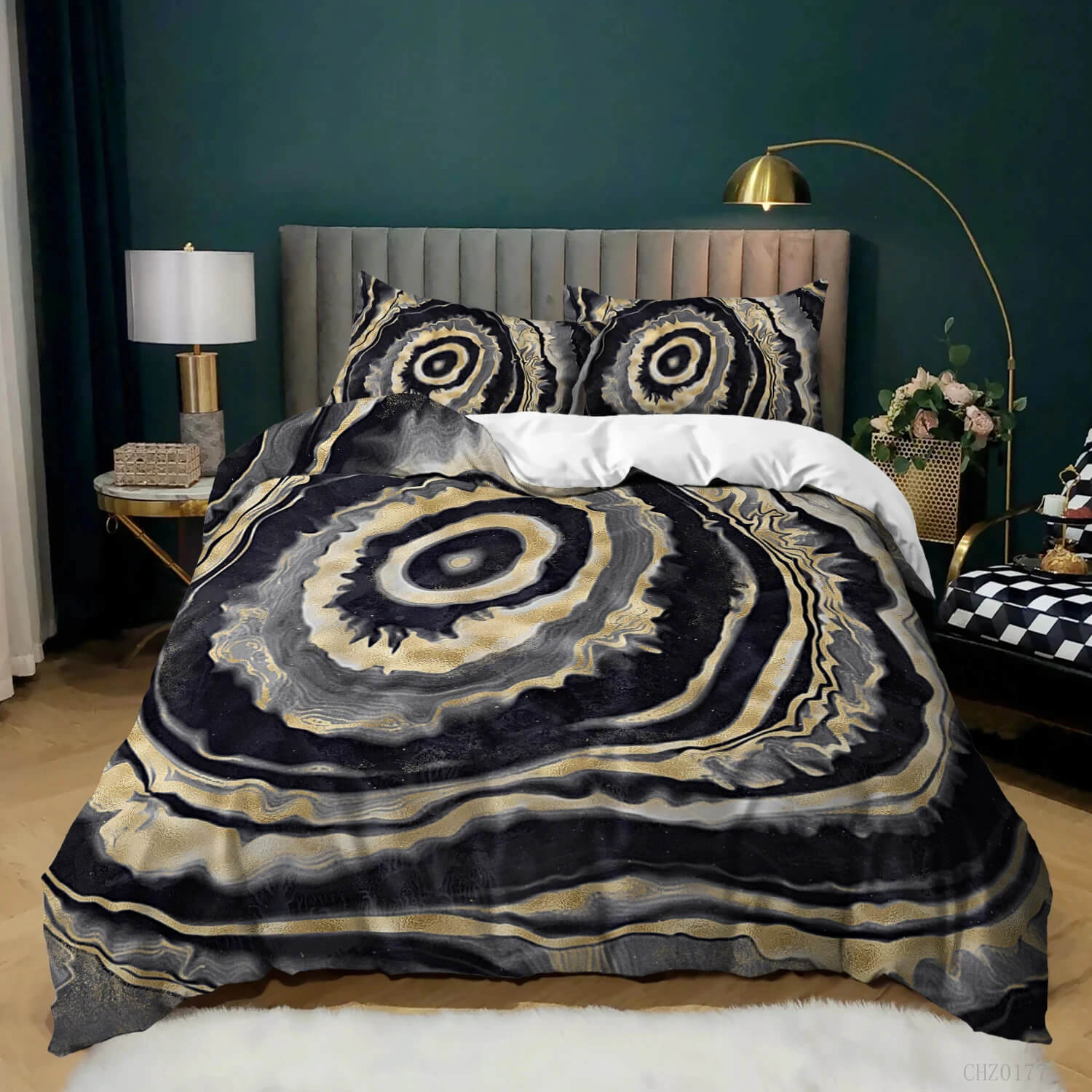 3D marble print duvet cover