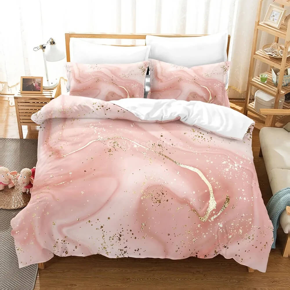 Decorative bedding set pink marble