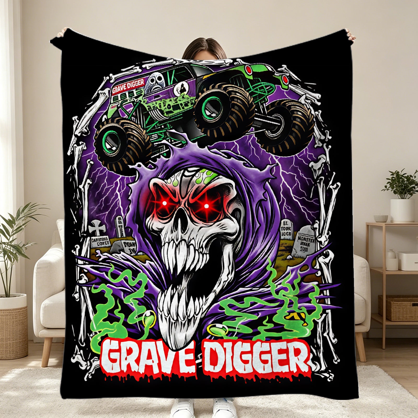 Grave Digger Megalodon Soft Throw Blanket