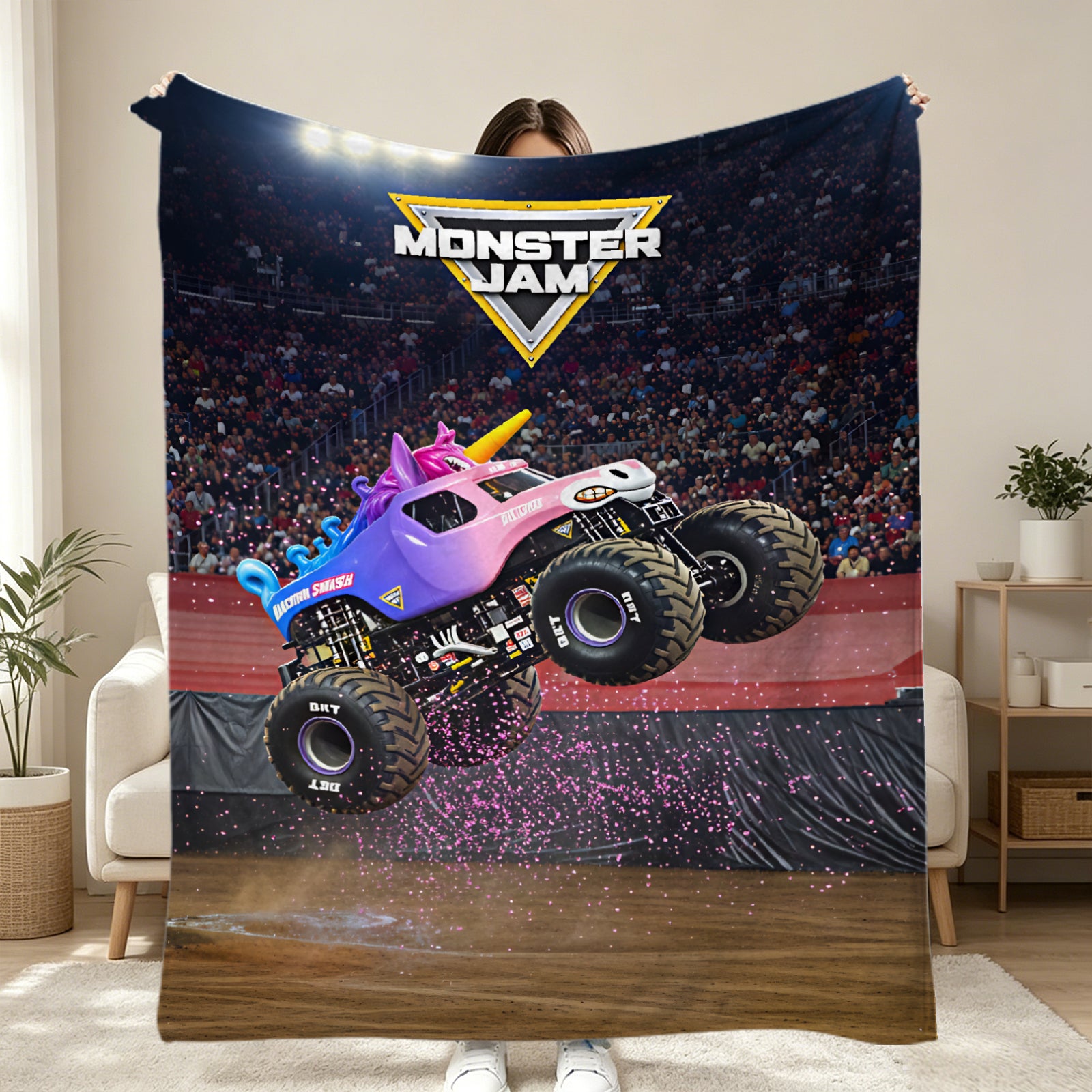 Megalodon Monster Truck Soft Flannel Blanket