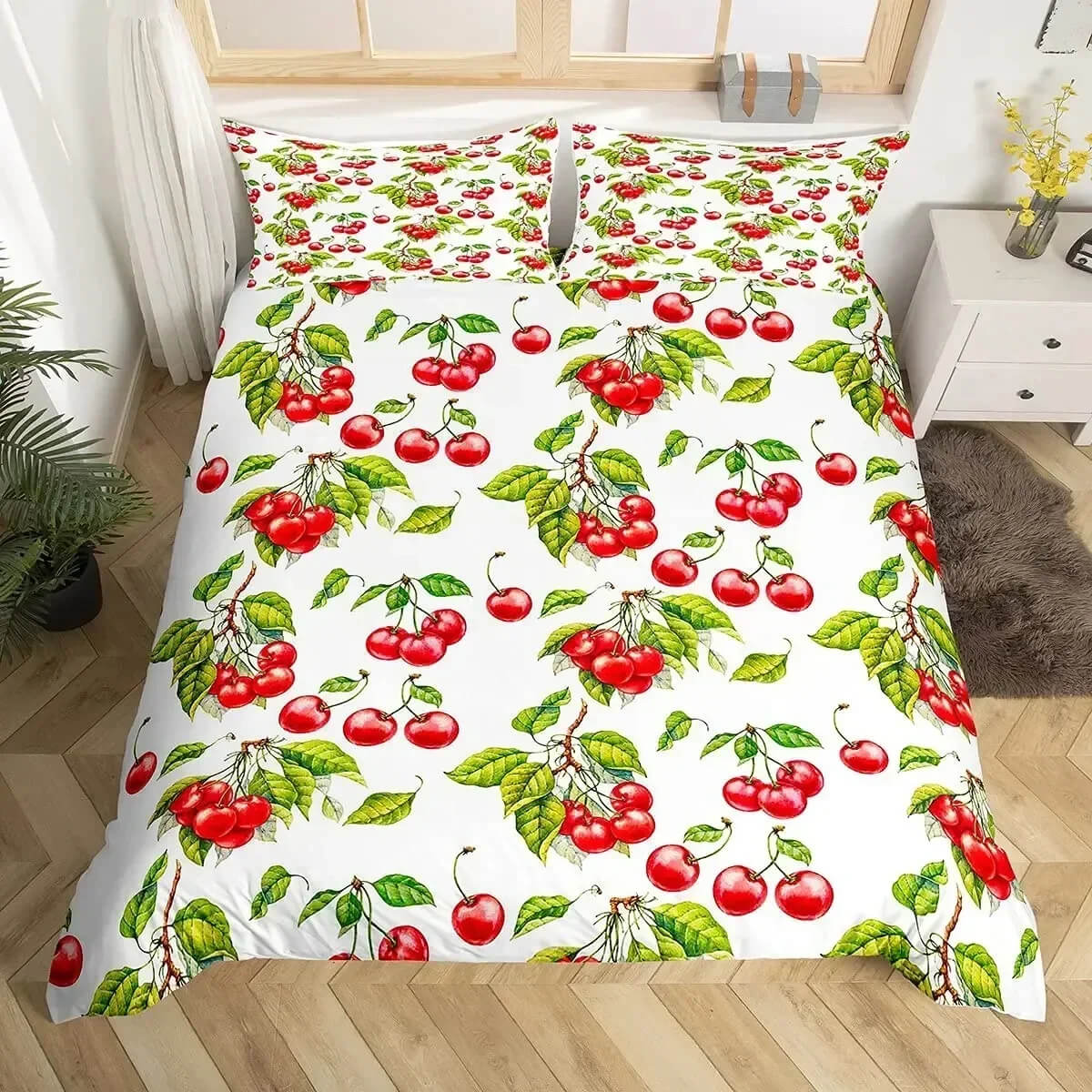 Soft microfiber dragon fruit duvet cover in queen size