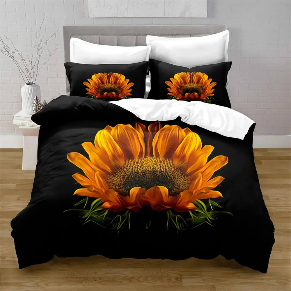 Vibrant 3D sunflower bedding set for modern bedroom
