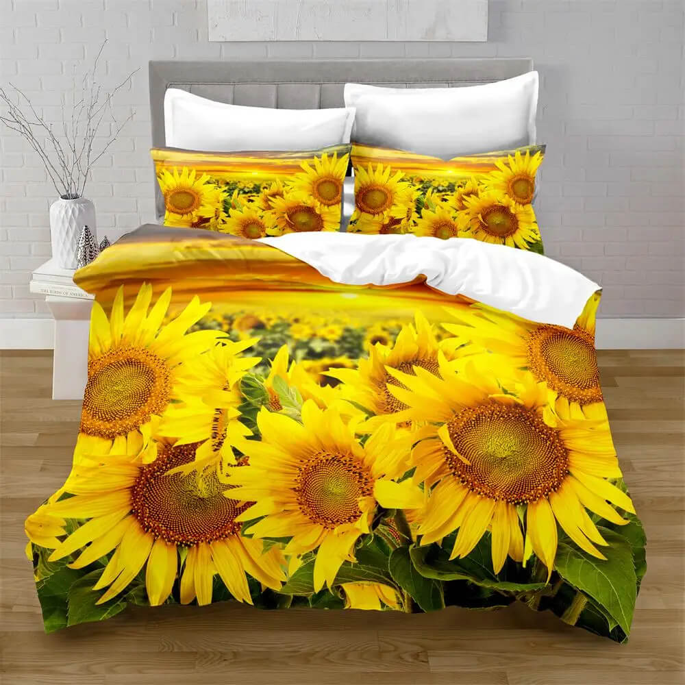 Realistic sunflower bedding set for bright bedrooms