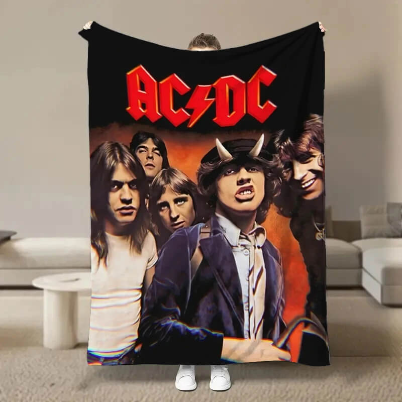 Soft flannel AC/DC throw blanket for kids