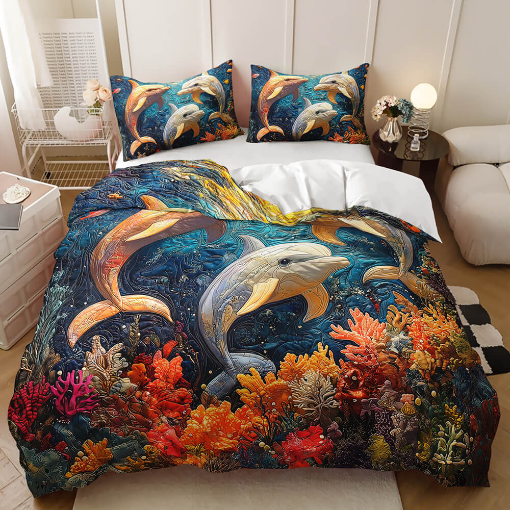 cute dolphin cartoon bedding for kids