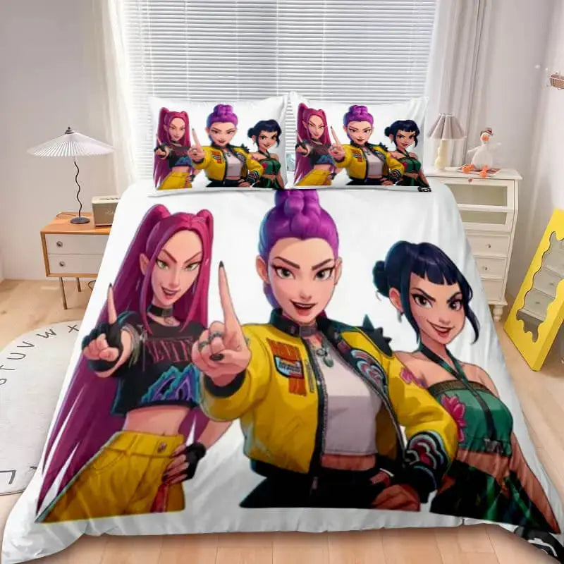 Cartoon-style anime bedding set for fans