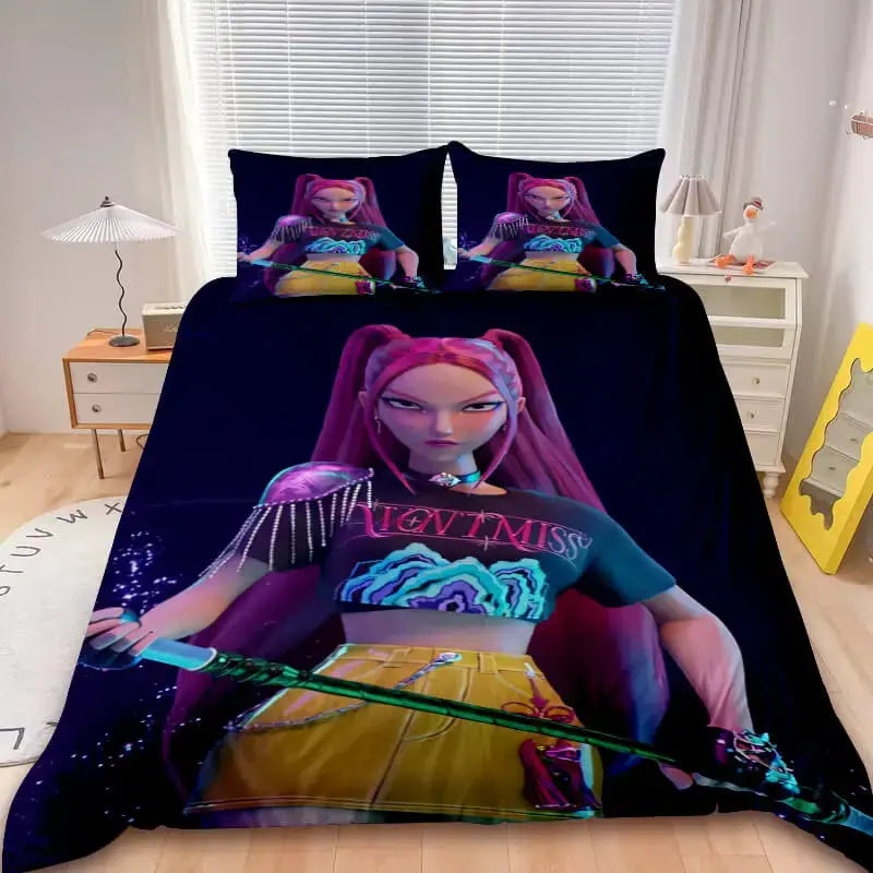 K-pop anime duvet cover with vibrant artwork
