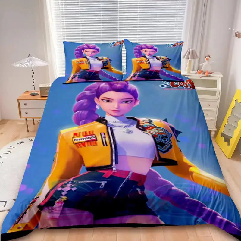 Colorful anime character bedding set