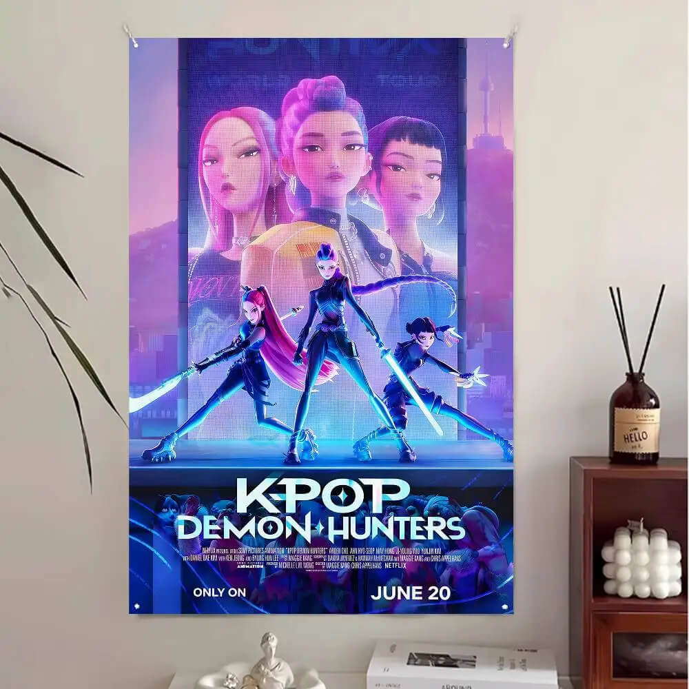 Demon hunters anime tapestry for bedroom decor