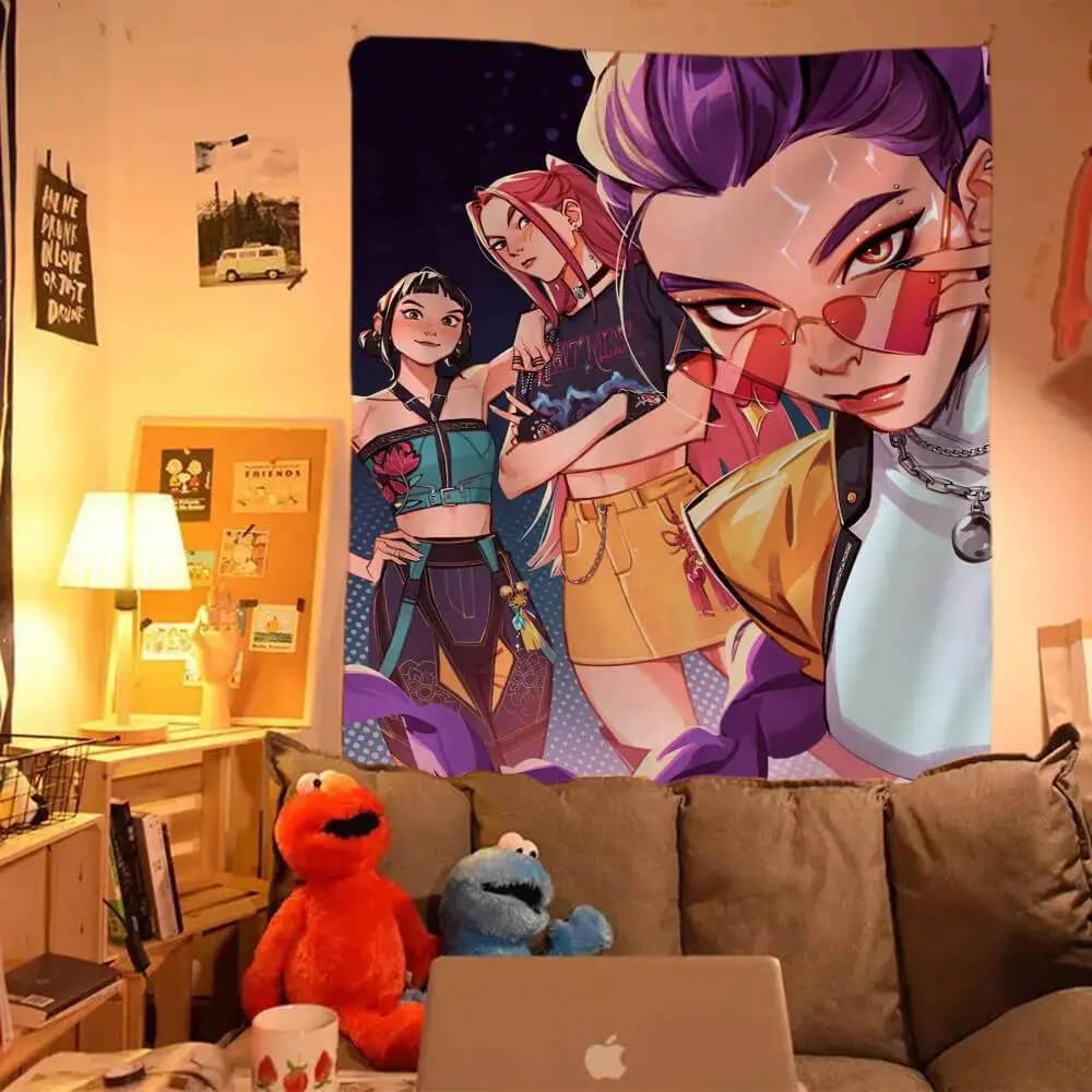 Anime Kpop fantasy tapestry for living room