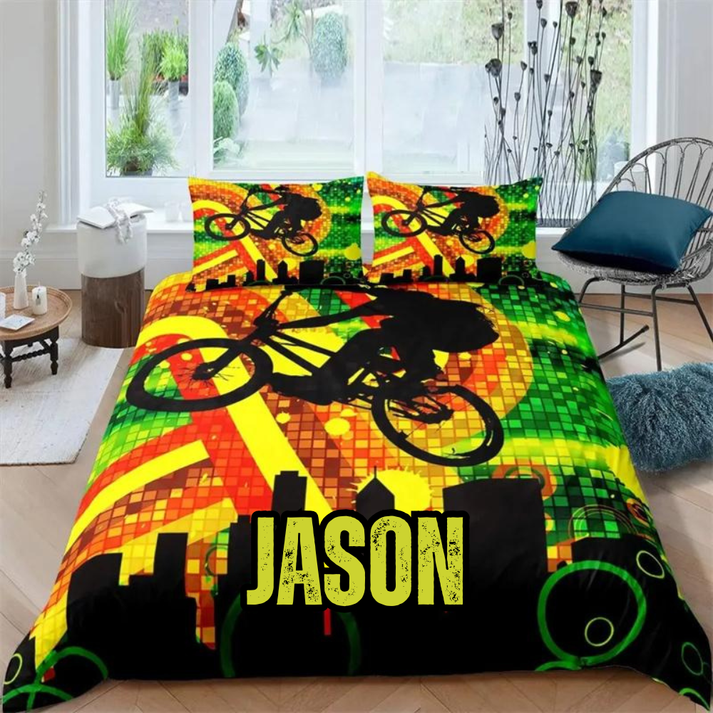 BMX Stunt themed bedding set