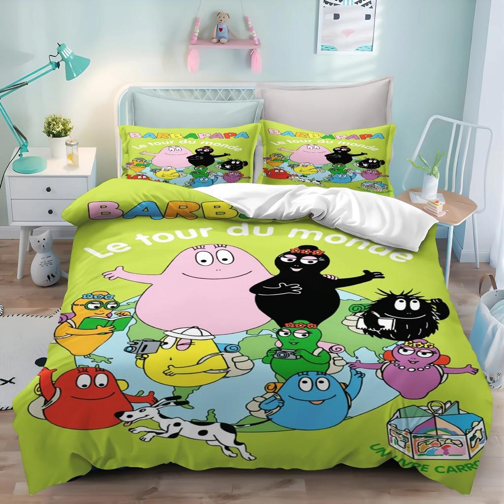 Cute cartoon Barbapapa bedding detail