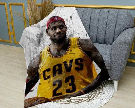 LeBron James splash effect flannel blanket featuring bold NBA basketball player design, ultra-soft warm fabric, and vibrant sports graphics perfect for fans’ bedding or living room throw