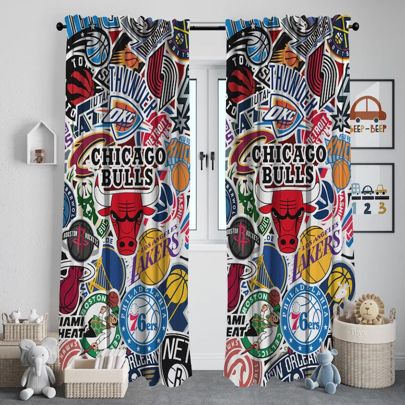 Basketball Team Sport Curtain: Chicago Bulls Lakers Curtains NBA decor