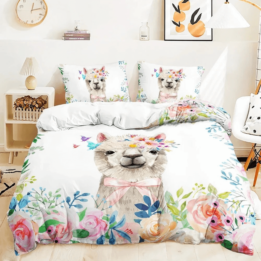 Sakura flower animal duvet cover set