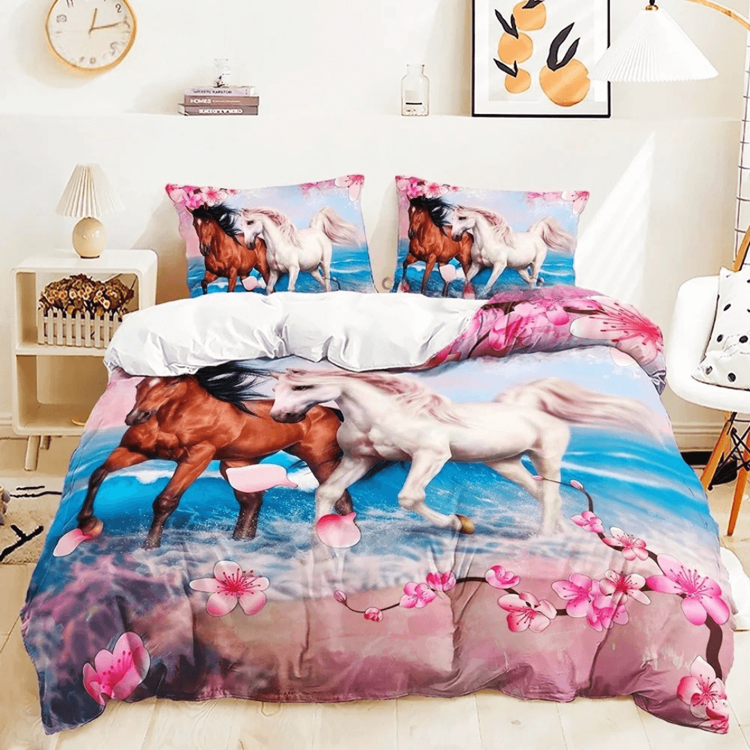 Nature inspired zebra horse bedding set