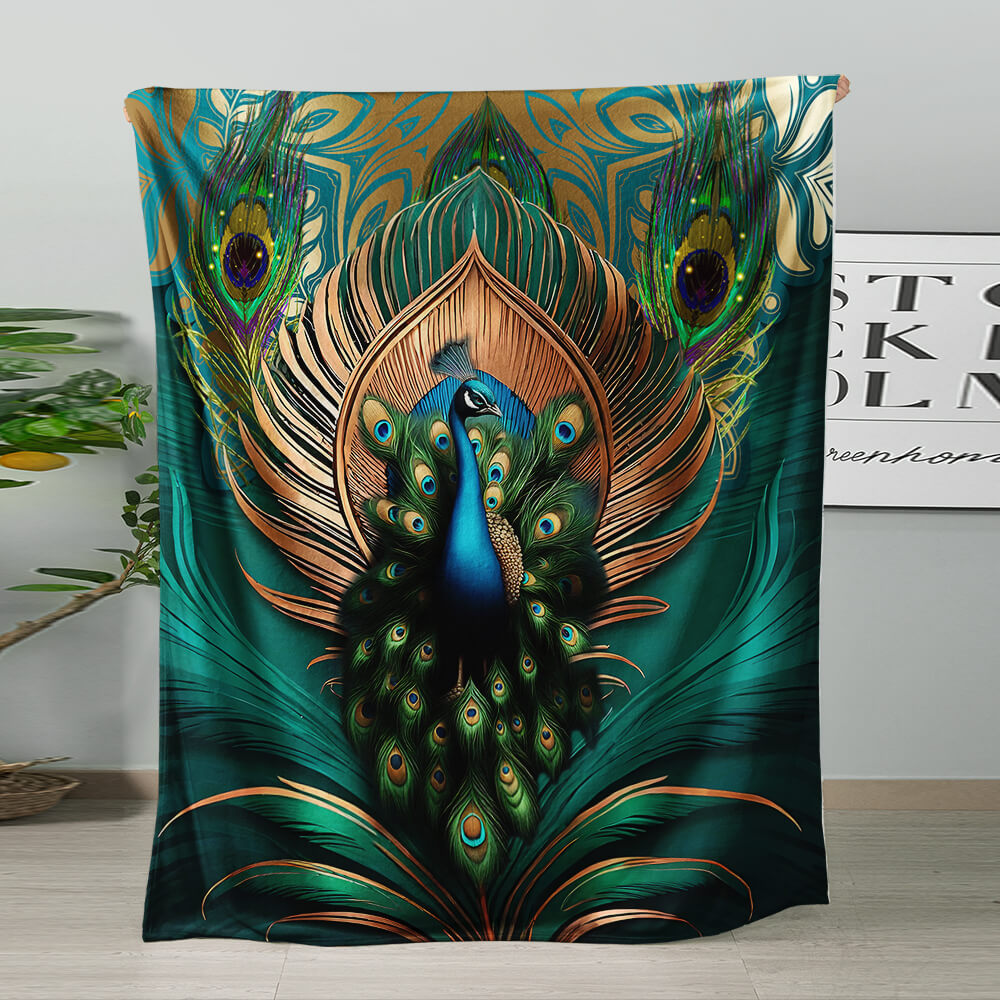 peacock throw blanket for bedroom and sofa decor