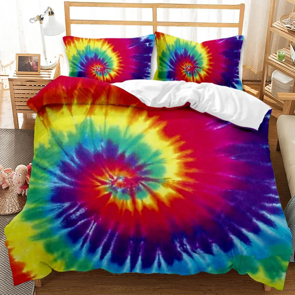 Colorful hippie bedding set with quilt cover and pillowcases