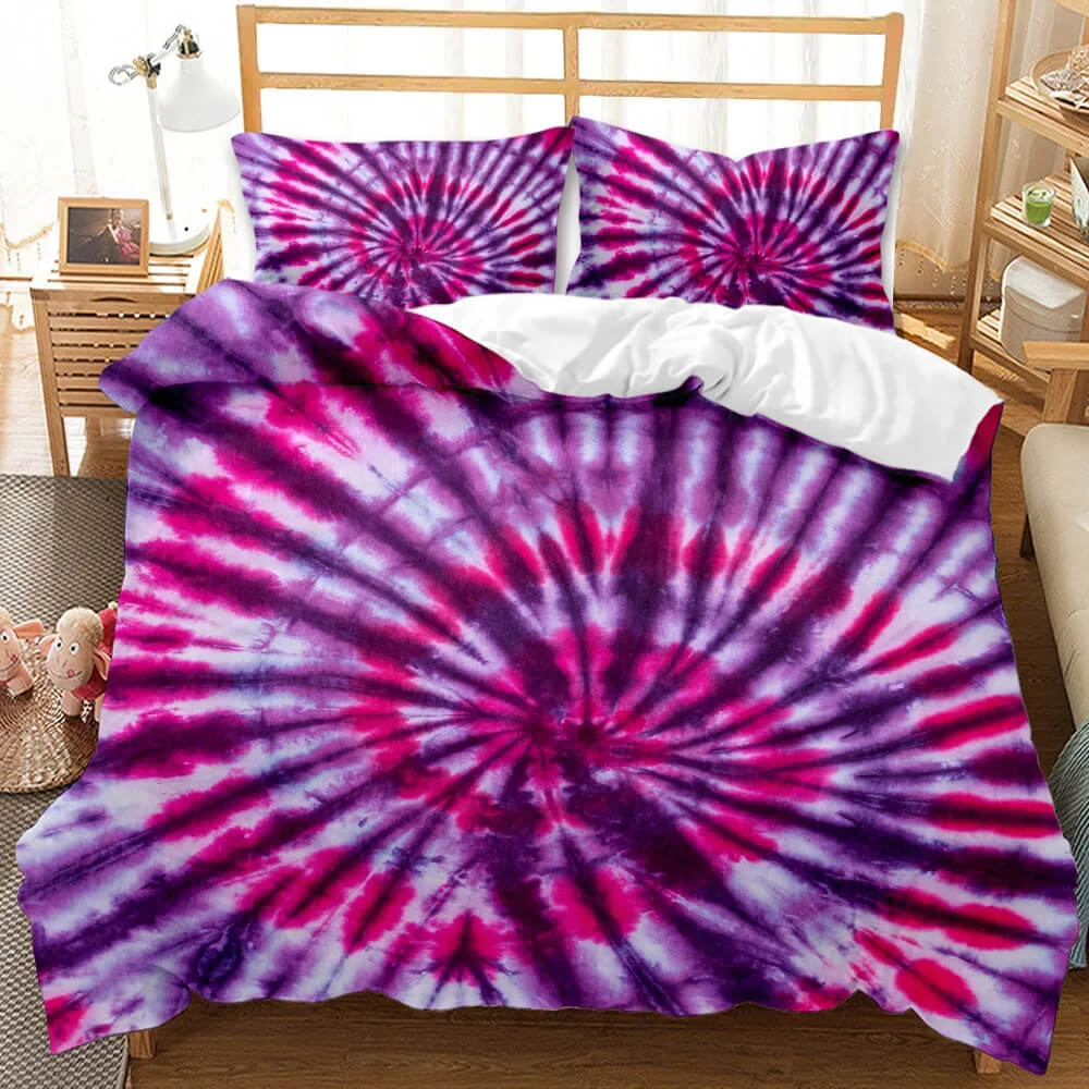 Purple and blue hippie quilt cover set for bedroom decor