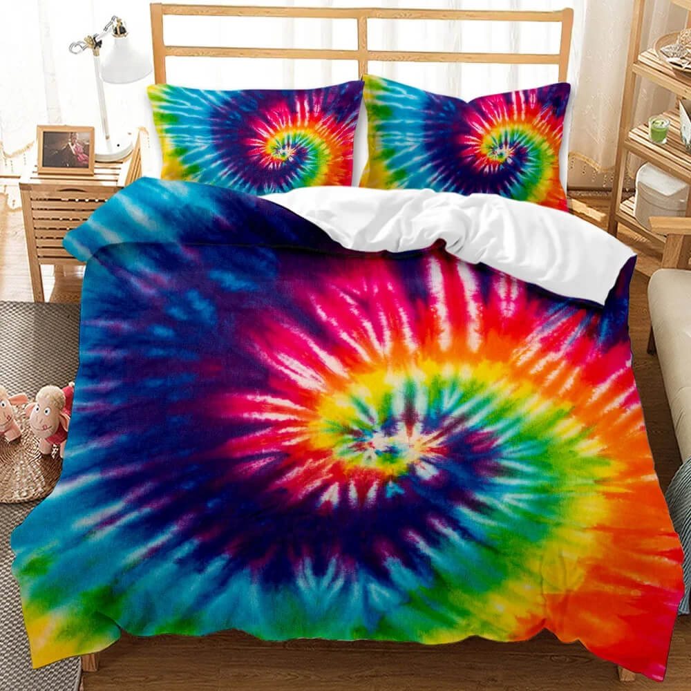 Bohemian tie dye duvet cover for queen size bed
