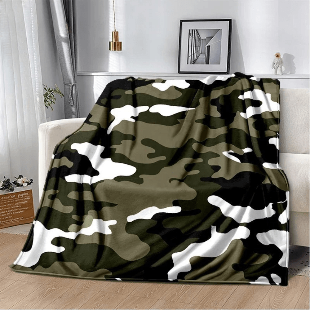 green camo blanket close up texture