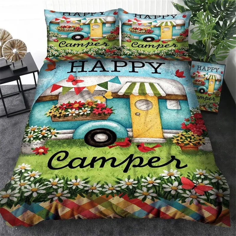 Camping lifestyle bedding decor