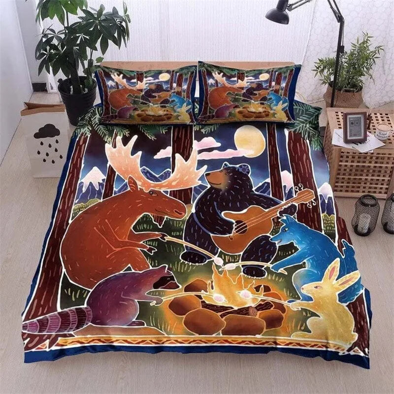 Cute cartoon animal camping bedding