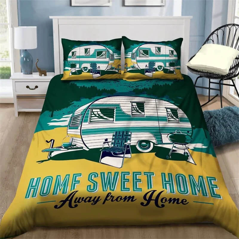 Travel inspired camping bed linen