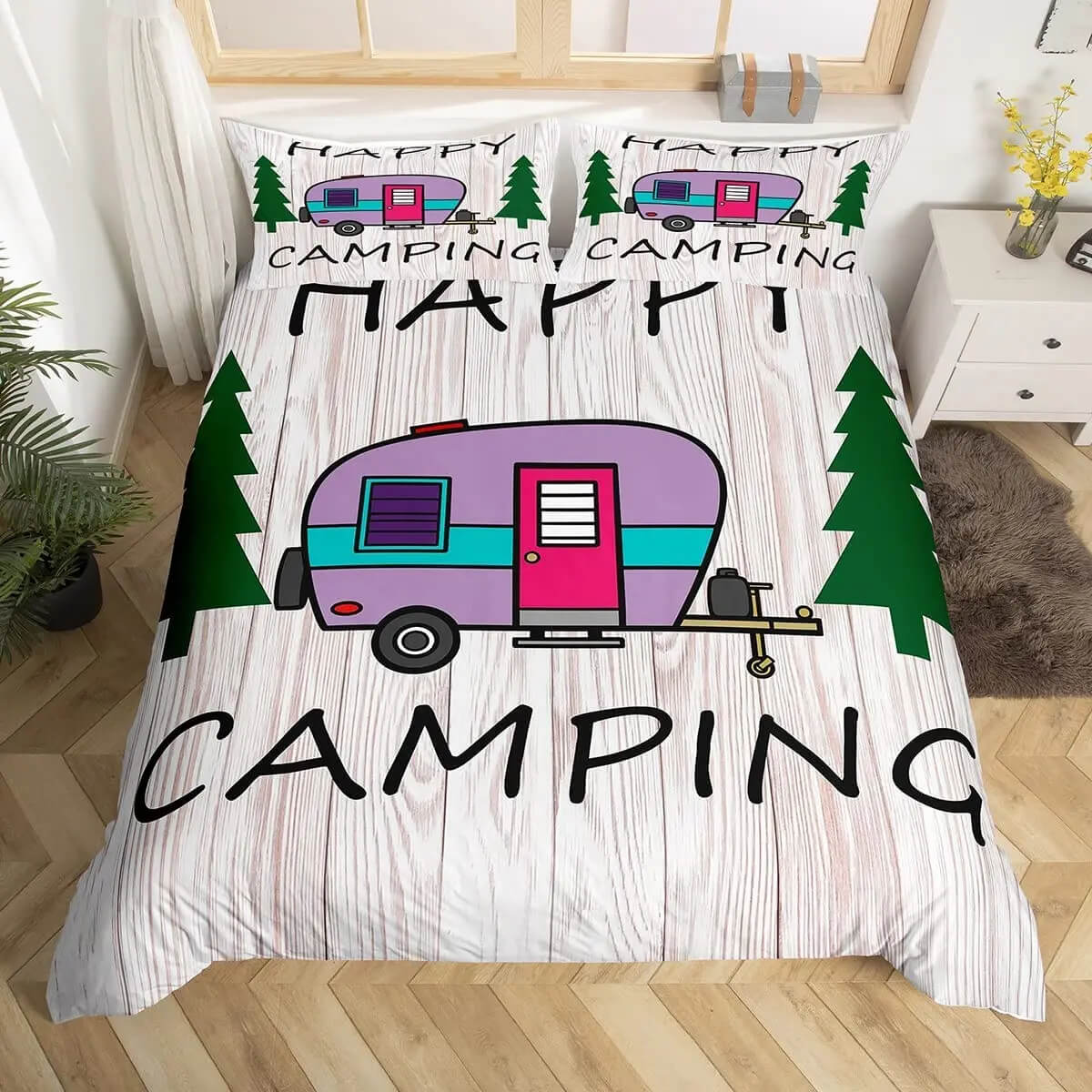 happy camper duvet cover texture