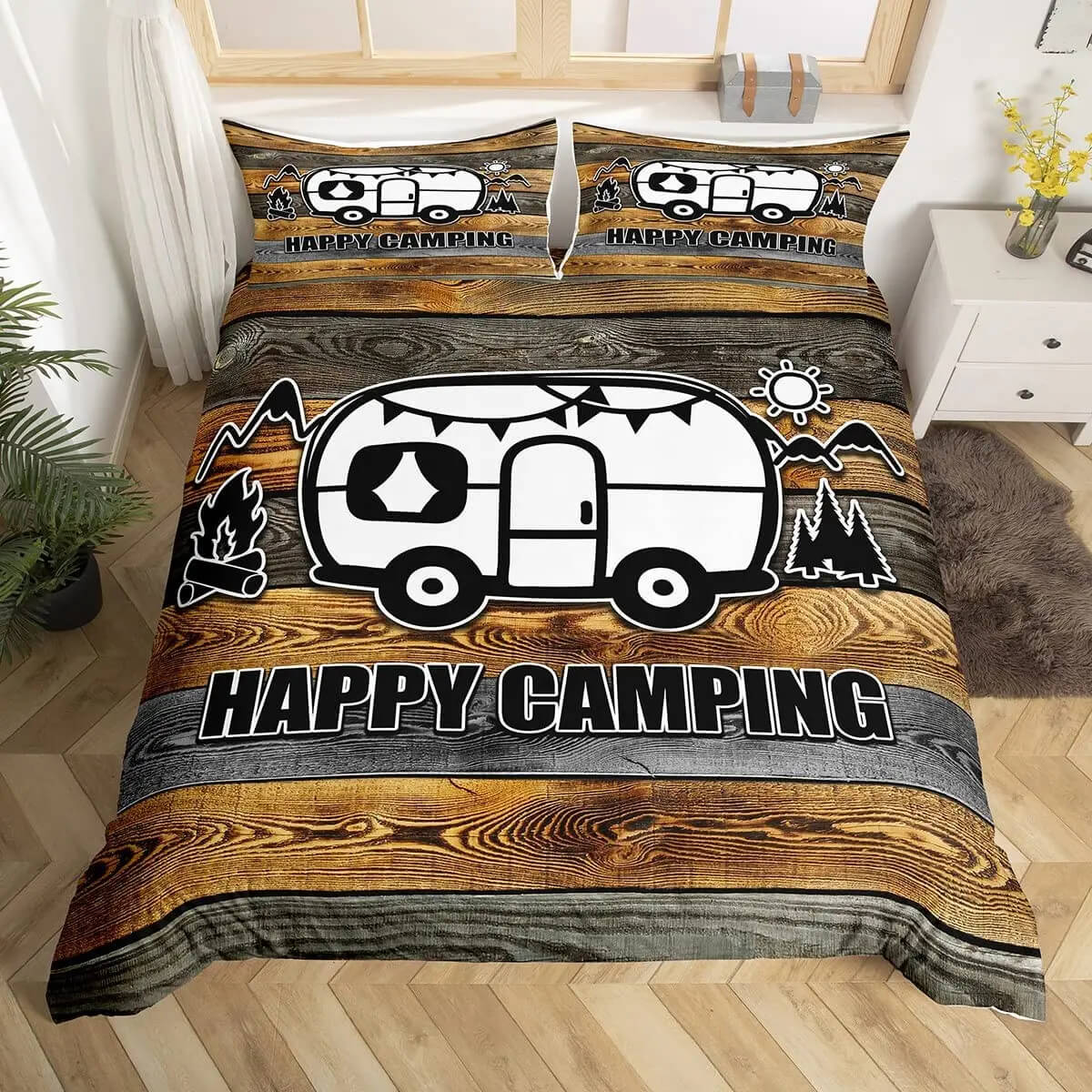 happy camper duvet cover washable