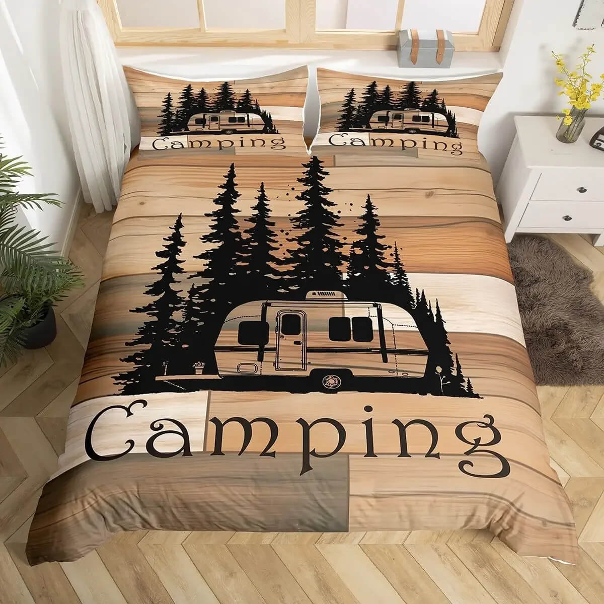 happy camper bedding pattern