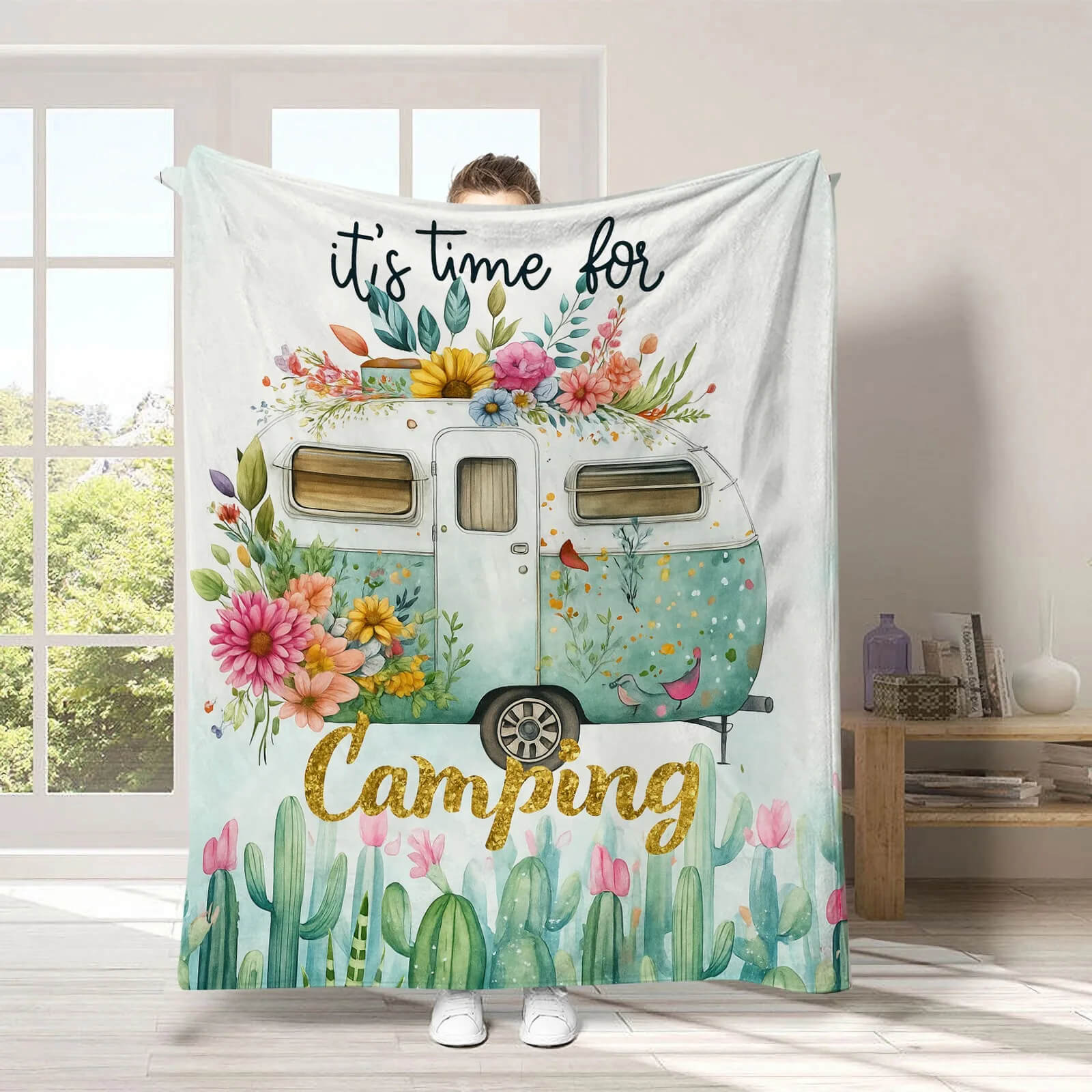 Warm camping blanket for picnic and travel