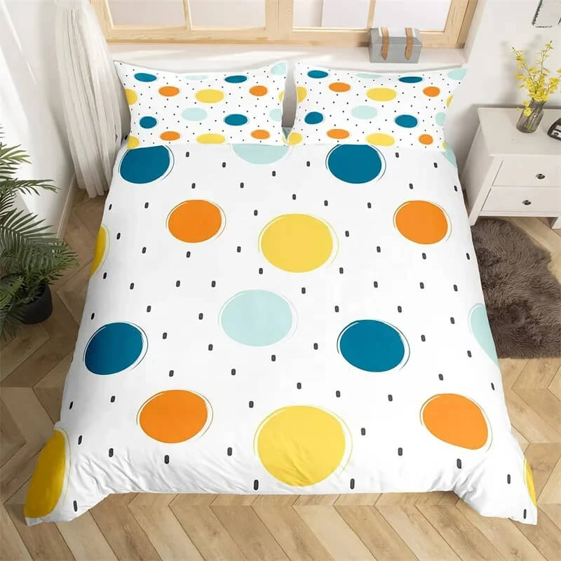 Cheerful colorful bedding set decor