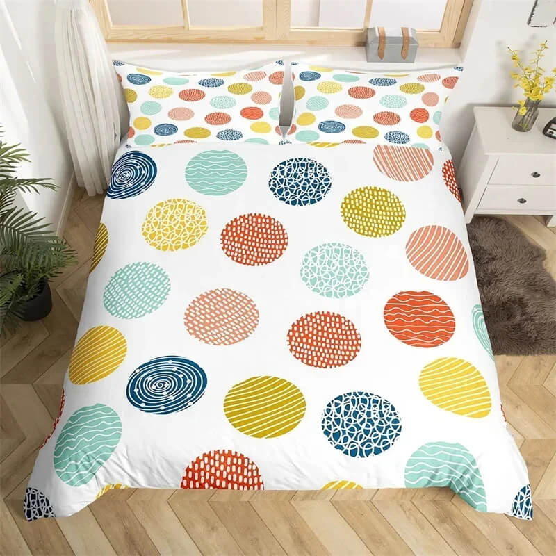 Bright circle print duvet cover set