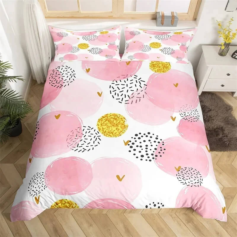Colorful polka dots king duvet cover
