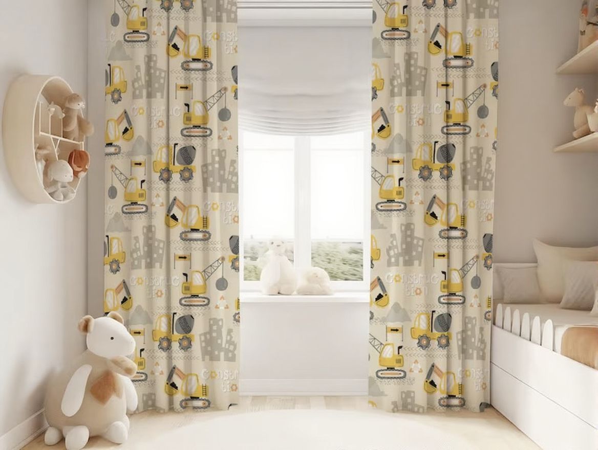 Construction Vehicles Baby Boy Room Curtain Nursery Curtains for kids