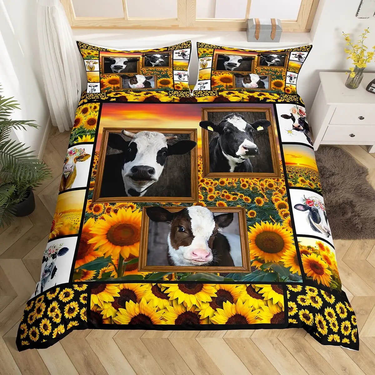 Rustic country cow print bedding decor