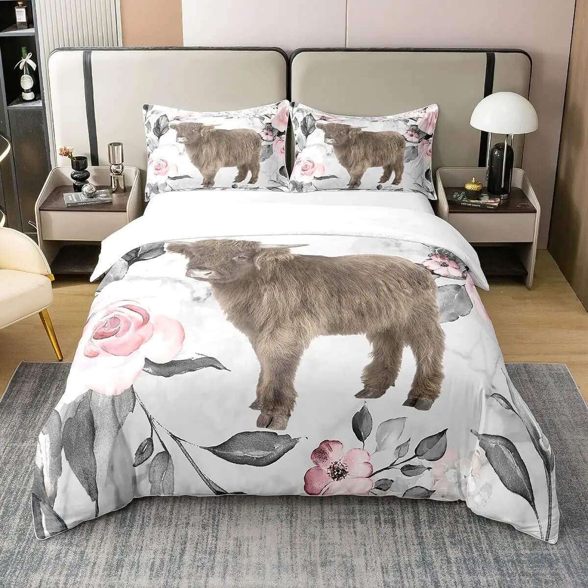 Trendy cow print duvet cover for farmhouse homes