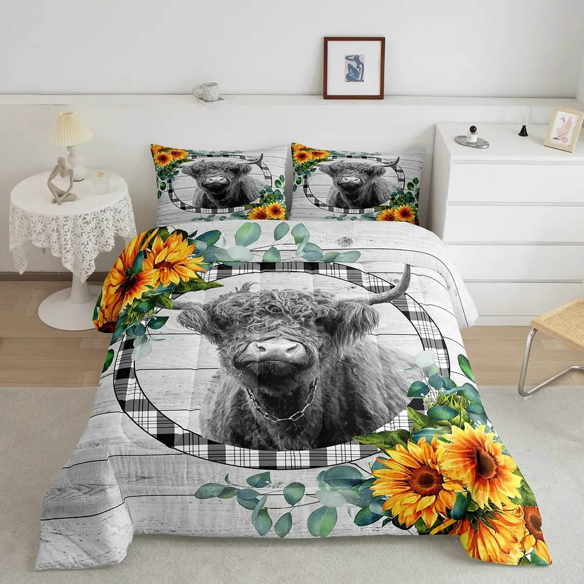 Soft microfiber cow print duvet cover